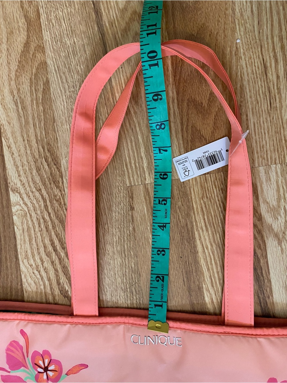 Clinique Pink Floral Tote with Green Floral Cosmetic Pouch NWT - Picture 10 of 13